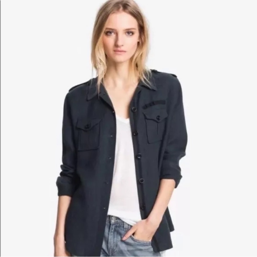 Elizabeth James Rumpled Bedford Shirt Jacket XS